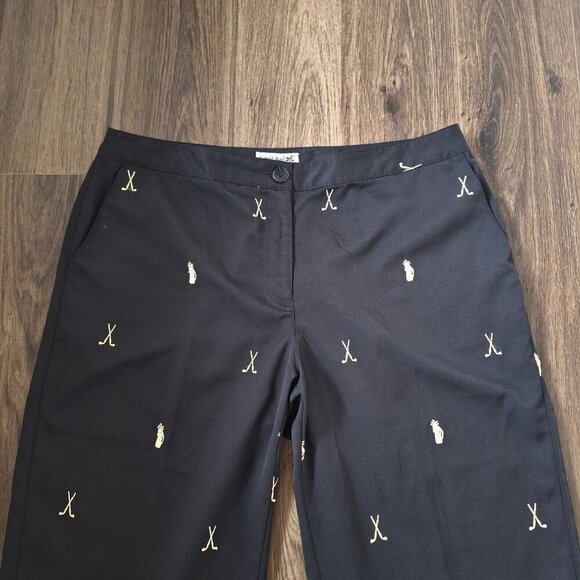 💙 Coral Bay Golf Lightweight Gold Print Pockets Bermuda Shorts Size 14 - Picture 2 of 8